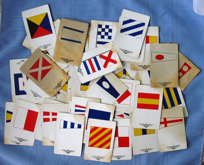 lot 012 image: Vintage Pins  WWII Era Navy and Intl Code Signal Training Cards