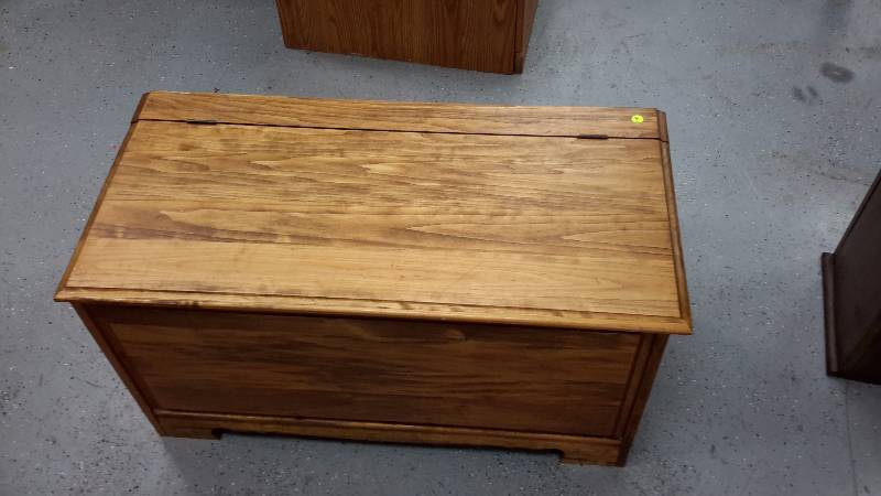 Stained light wood storage box