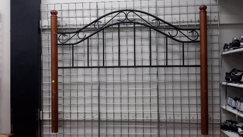 Iron and wood legged headboard