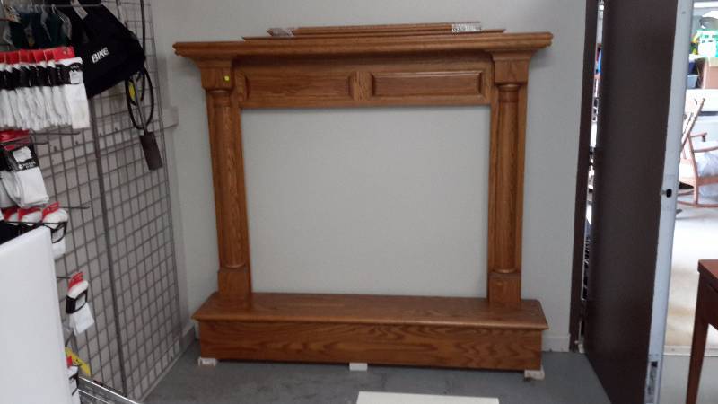 Handmade Red Oak fireplace surround and hearth