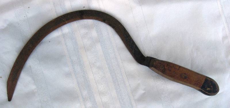 lot 043 image: Antique Cross-Cut Wood Saw & Hand Scythe