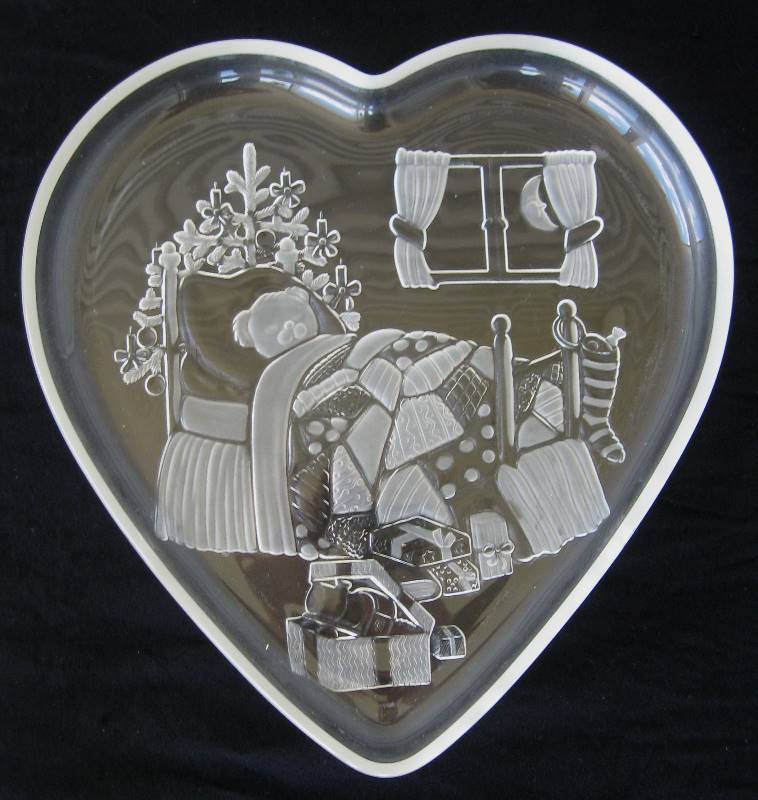 lot 176 image: 2 Large Frosted Glass Christmas TrayPlatters