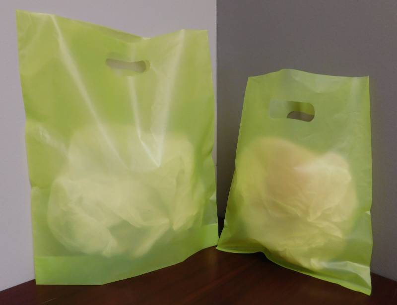 Lime Green Frosted Die Cut Handle Bags