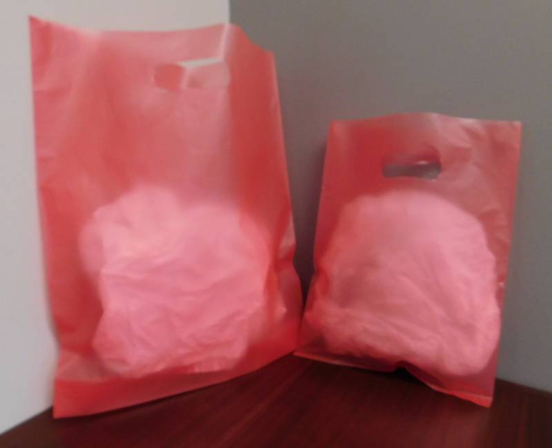 Red Frosted Die Cut Handle Bags