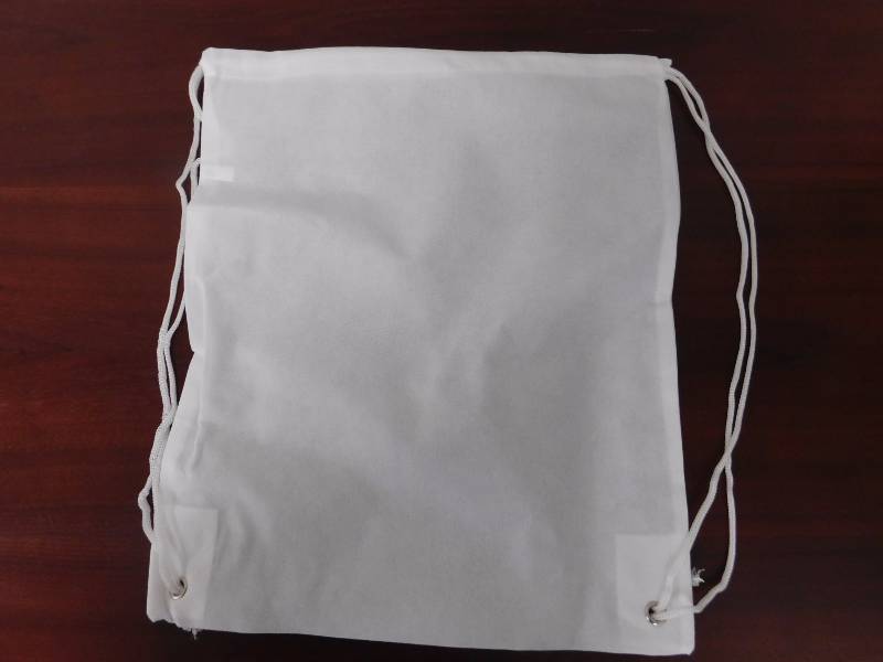 White Drawstring Backpacks 13 x 16