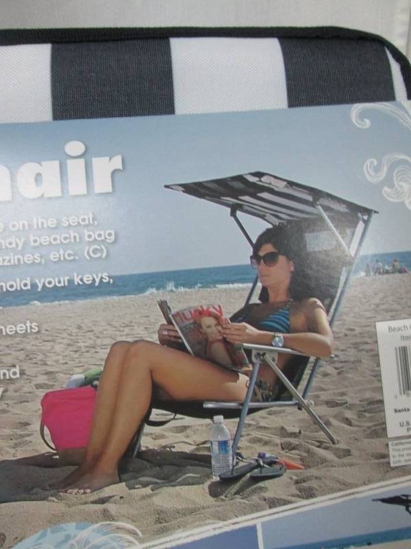 Quik Chair Beach Chair - Striped Navy Blue