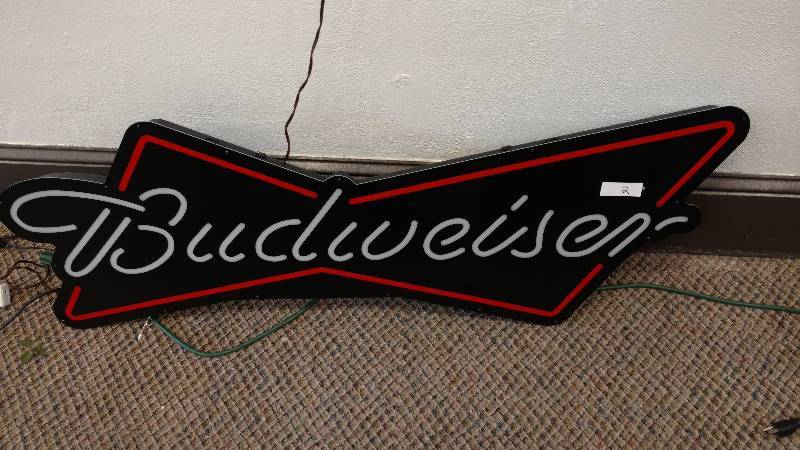 lot 2 image: Budweiser Bowtie Opi-Neon Sign