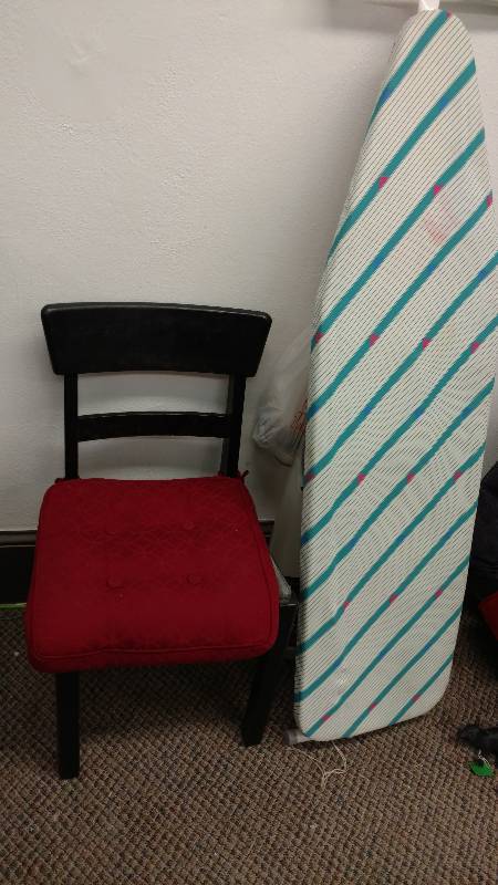 lot 24 image: Chairs, Ironing Board and Hoover ShampooPolisher