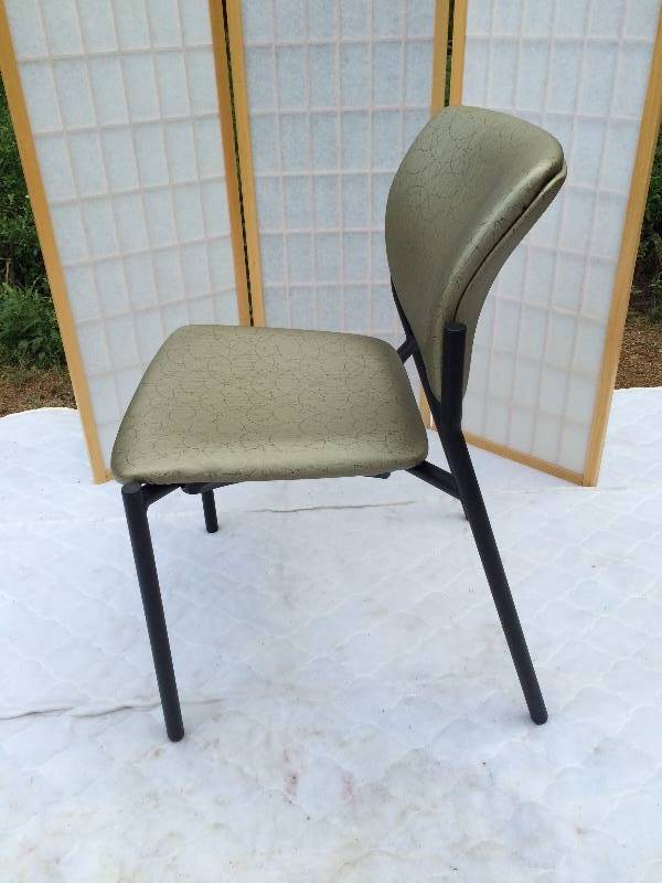 Wow Lovely Excellent Condition High Quality Sitonit Seating Freelance Contemporary Upholstered Satin Sheen Crackle Sage Designer Vinyl Fabric Reception Office Lobby Visitor Waiting Room Guest Chair - Stackable - Each Custom Chair Retailed For $600.00