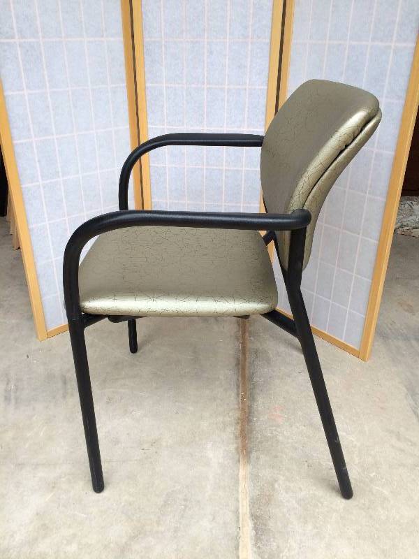 Wow Lovely Excellent Condition High Quality Sitonit Seating Freelance Contemporary Upholstered Satin Sheen Crackle Sage Designer Vinyl Fabric Reception Office Lobby Visitor Waiting Room Guest Chair - Stackable - Each Custom Chair Retailed For $600.00