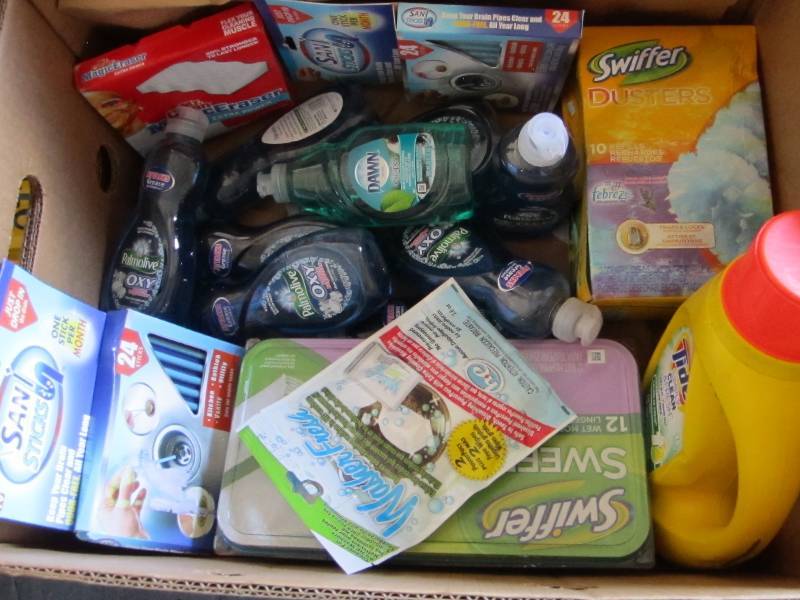 lot 52 image: Box of all new cleaning supplies an...