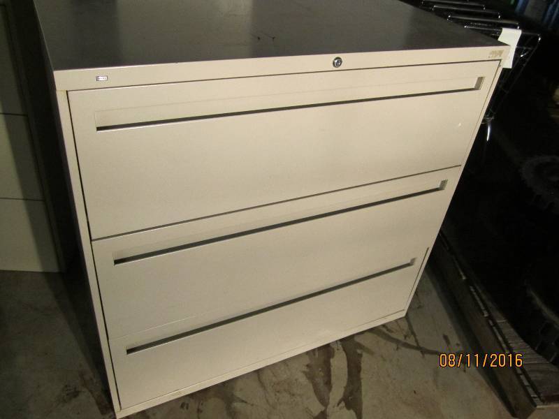 lot 245 image: 3 drawer metal filing cabinet, 42 ...