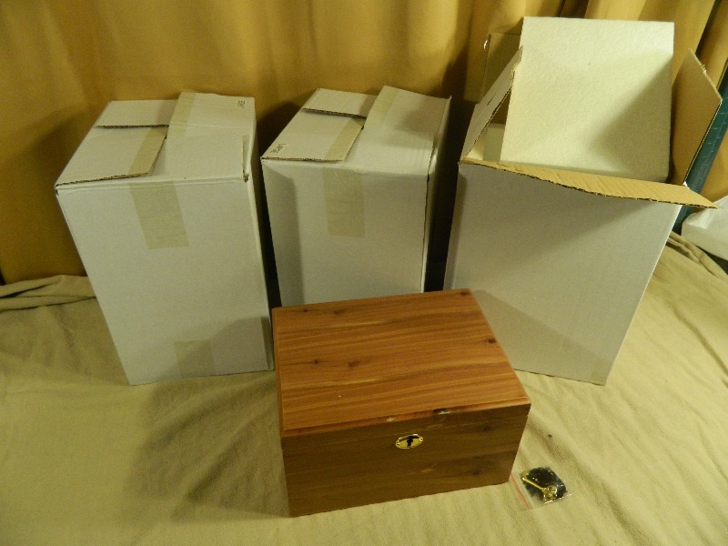 3 Wood Lock Boxes  Urns