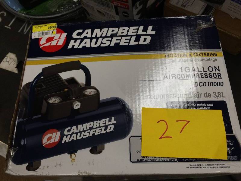 lot 27 image: Campbell Hausfeld 1g Oil-Free Air Compressor New