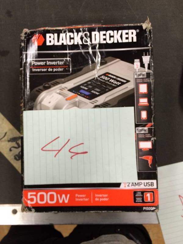 lot 46 image: BLACKDECKER 500-Watt Power Inverter Model # PI500P