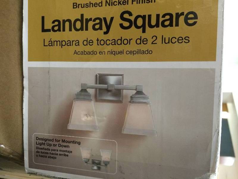 lot 47 image: Hampton Bay Landray 2-Light Brushed Nickel Vanity Light