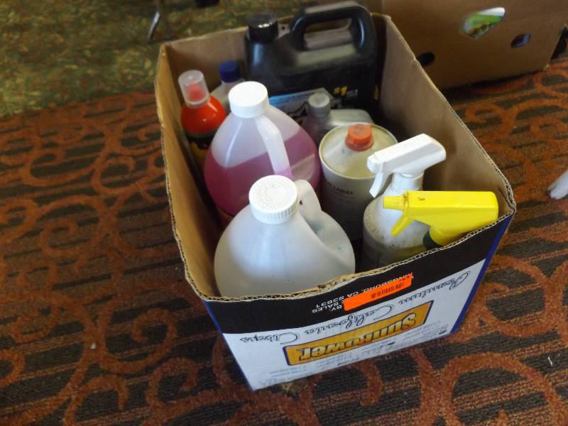 Box of Cleaning and Chemical supplies