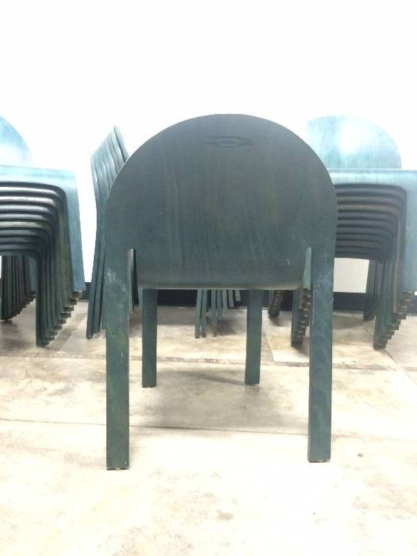 lot 2 image: 30 Green Wooden chairs