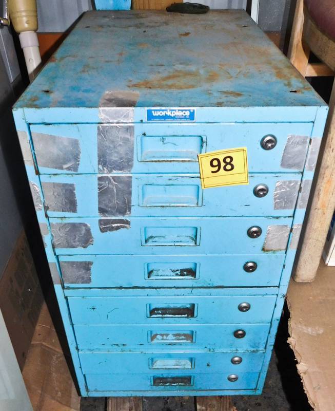 Blue 8 drawer metal cabinet