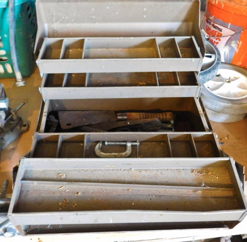vintage toolbox and contents