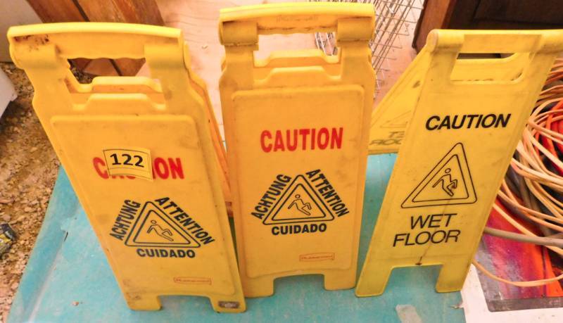 3 caution wet floor signs
