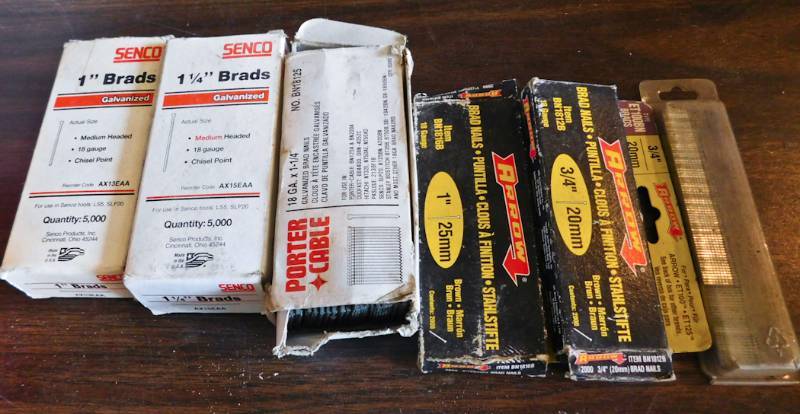 5 packages of brads for nailers