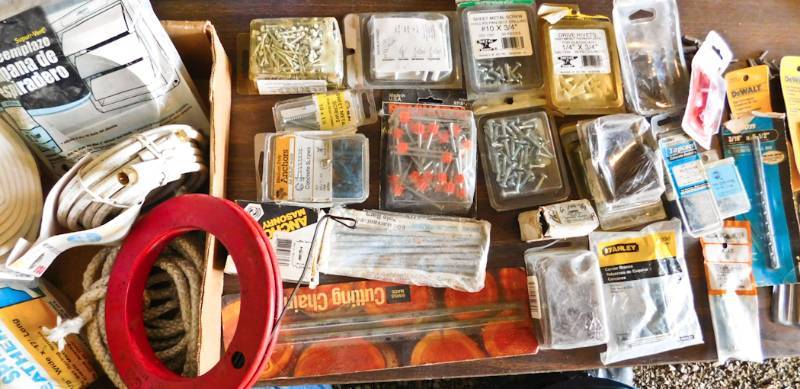 fish tape and various hardware