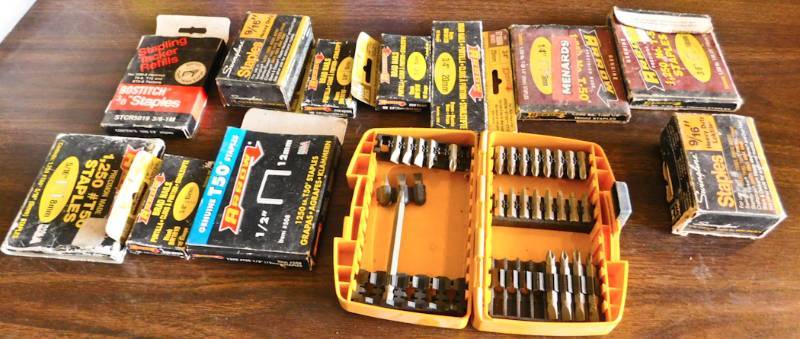 set of dewalt bits and lots of staples