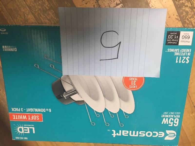lot 5 image: Ecosmart LED 65W- 6 in Downligt 3 Pack New