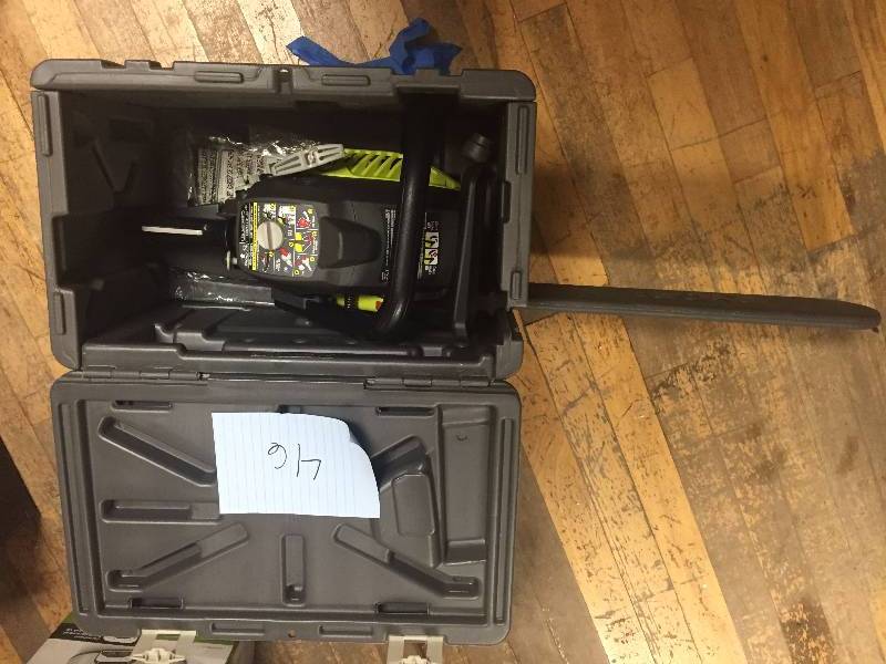 lot 46 image: Ryobi 16 in. 37cc 2-Cycle Gas Chainsaw with Heavy Duty Case in good working condition
