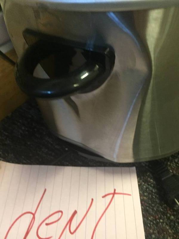 lot 87 image: Crock Pot- 4 QT Stainless Steel- dent on one side