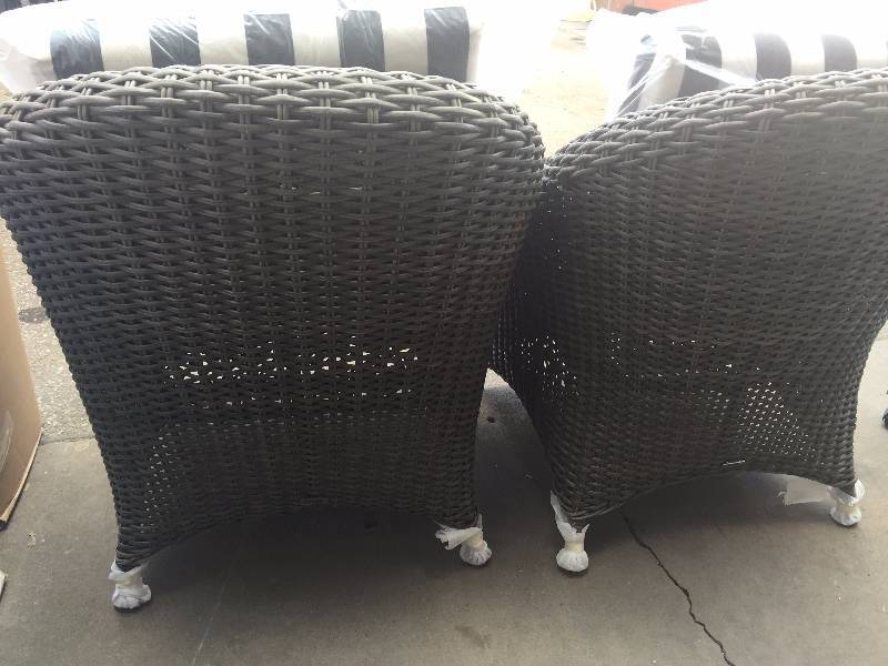 lot 106 image: Set of 2 Patio Wicker Patio Chairs