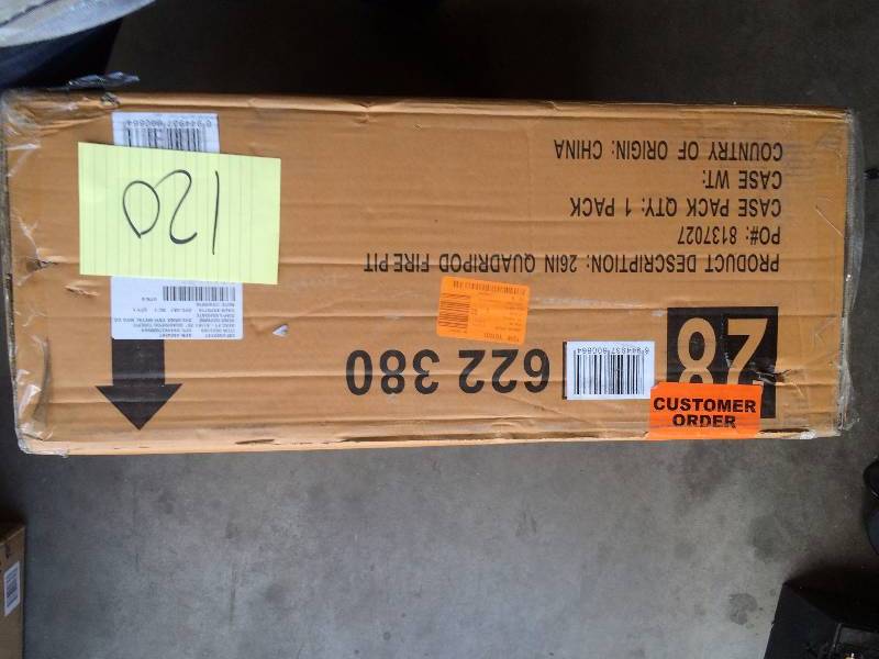 lot 120 image: Hampton Bay Outdoor Fire Pits Quadripod 26 in. New
