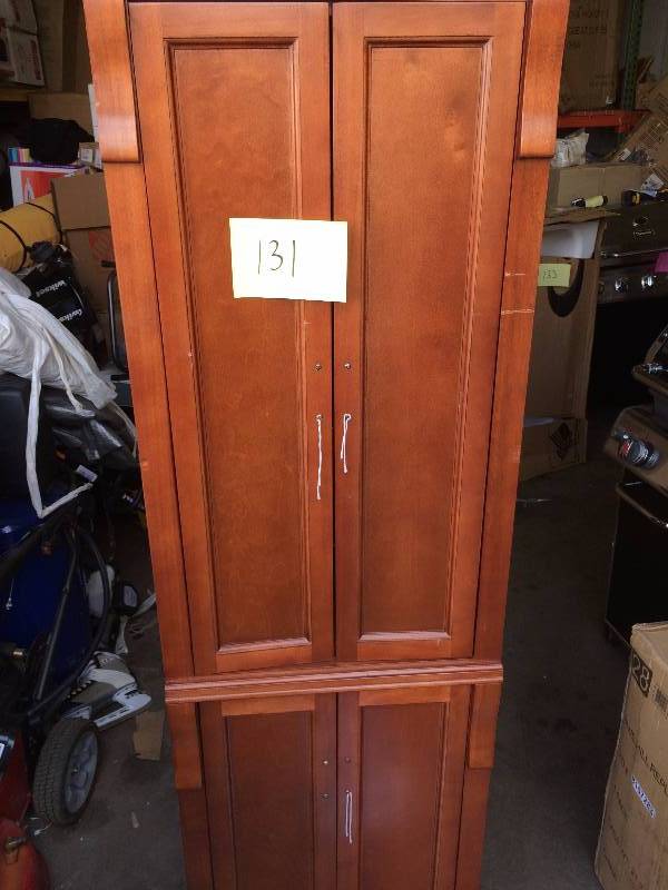 lot 131 image: Foremost Bath Organizers Naples 24 in. W Linen Cabinet in Warm Cinnamon NACL2474
