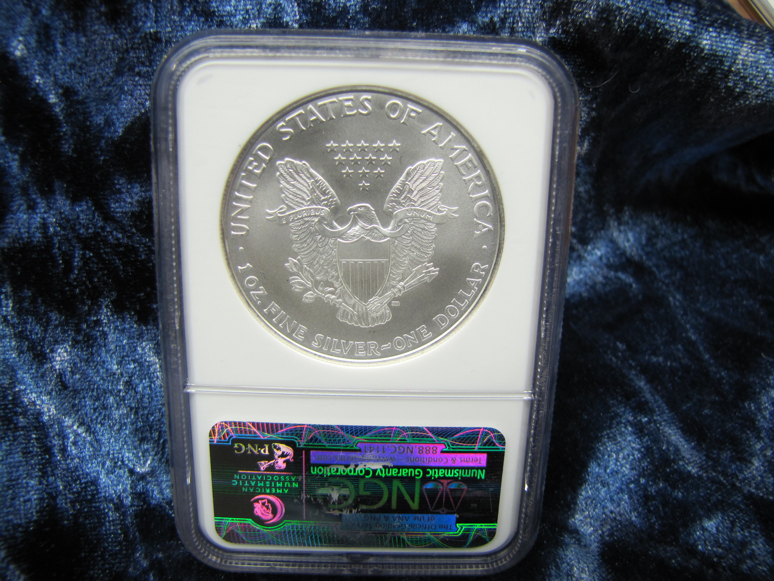 2007 S AMERICAN SILVER EAGLE 1 TROY OZ. .999 FINE SILVER IN AIR TIGHT HOLDER