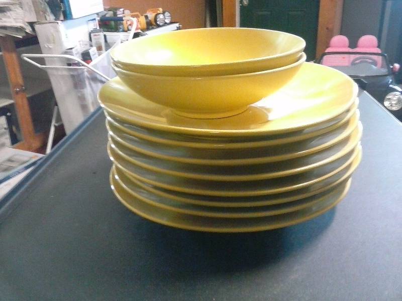 Yellow Stoneware dishes - new