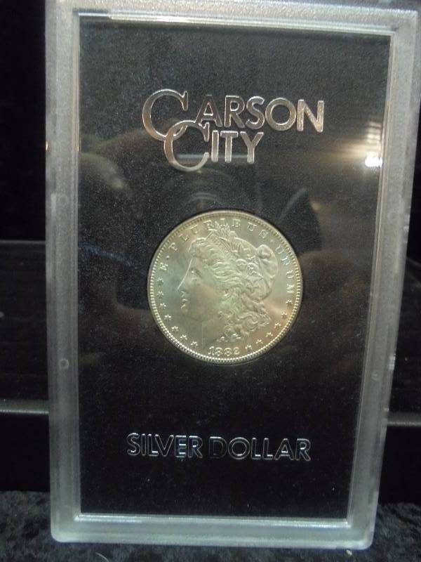 1882 CARSON CITY Morgan Silver Dollar in Display Case