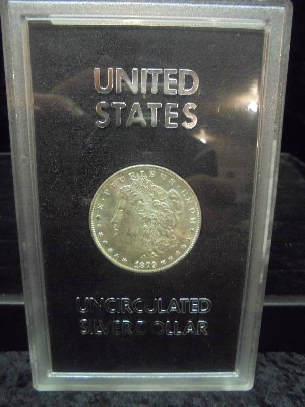 1879-S Morgan Uncirculated SILVER Dollar in Case