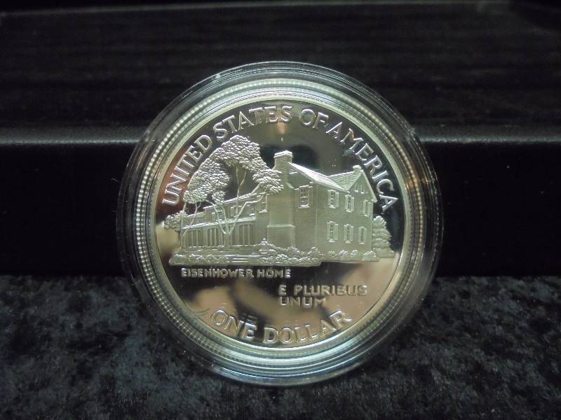 1990 US Eisenhower Centennial SILVER Dollar in Velvet Display Case