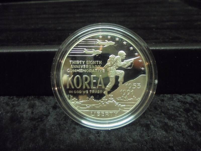 1991 Korean War Memorial Coin Proof SILVER Dollar in Velvet Display