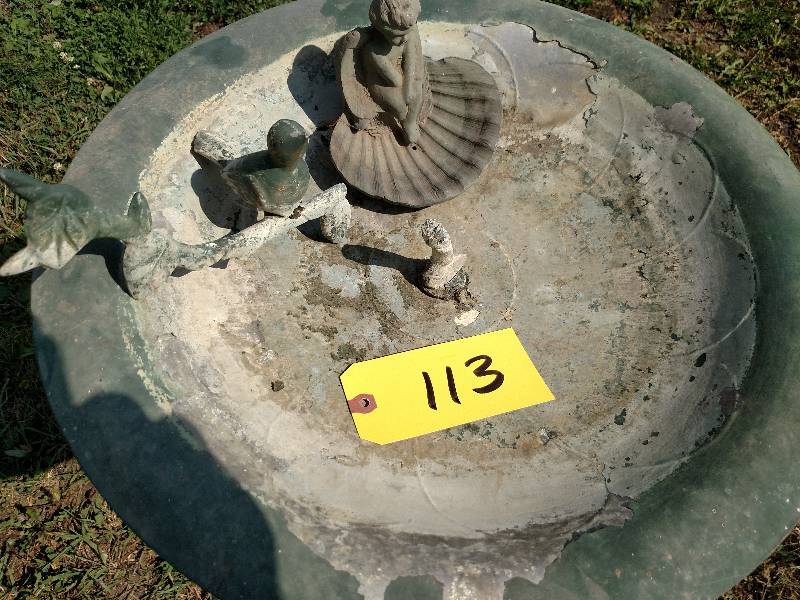 Bird Bath, Cast Aluminum, Broken Wh...