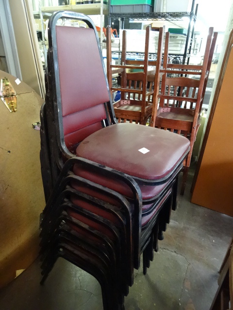 lot 331 image: 9 Metal Framed Stack Chairs