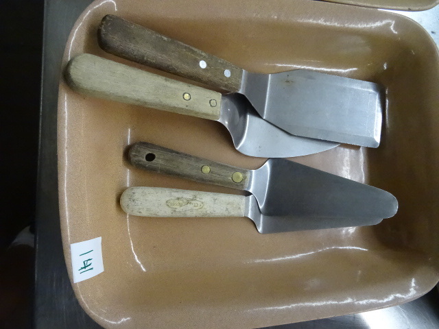 lot 141 image: Cake Servers In Bon Chef Containers