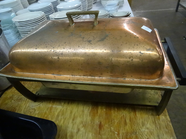 lot 154 image: Copper and Brass Chaffing Pan