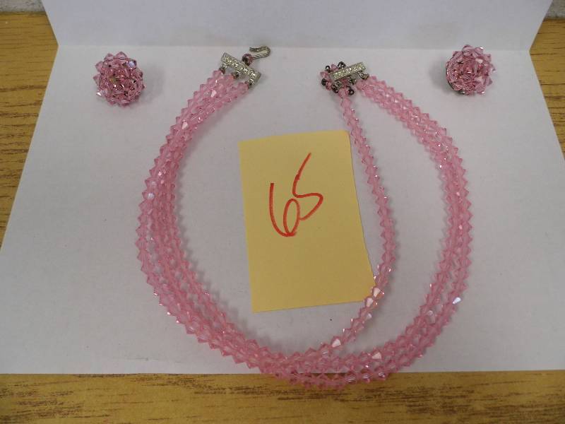 Pink Necklace & Earrings