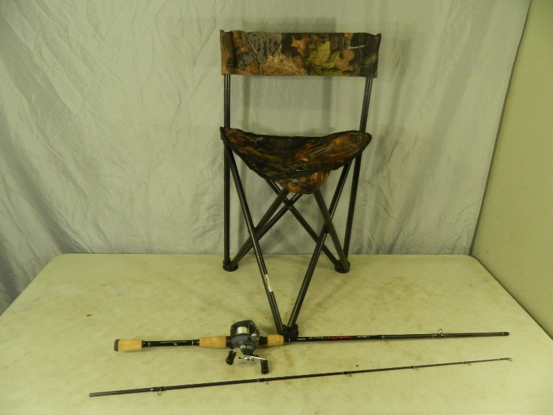 lot 64 image: Fishing Pole and Stool