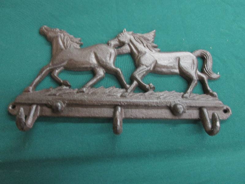 12x7 inch  Cast Iron Horse 3 Hook D...
