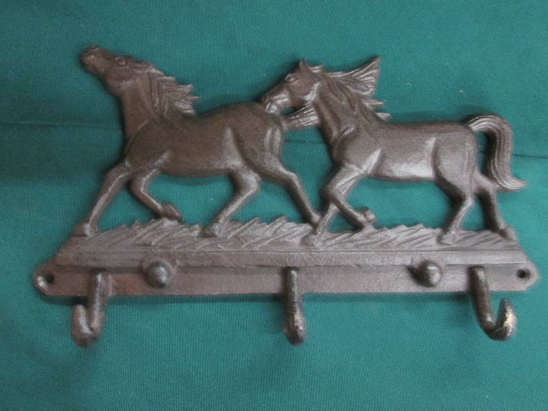 12x7 inch  Cast Iron Horse 3 Hook D...