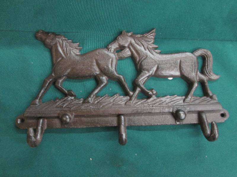 12x7 inch  Cast Iron Horse 3 Hook D...