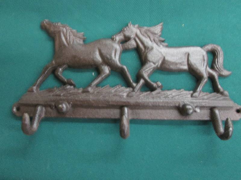 12x7 inch  Cast Iron Horse 3 Hook D...
